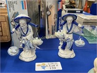 BLUE AND WHITE PORCELAIN CHINESE FIGURES