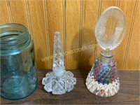 Pair of cut crystal perfume bottles