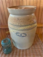 Marshall Pottery blue band 4 gallon crock with