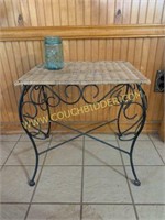 Iron base wicker top small table