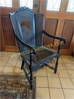 Oversized antique chair-caning needs repair