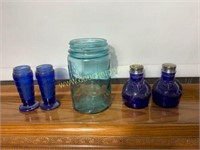 Cobalt glass salt and pepper shaker sets