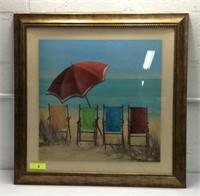 Signed Beach Chair Painting by Carol Robinson K15F