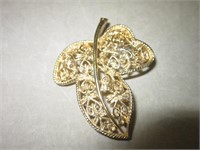 Gold tone leaf Pin