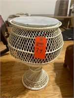 Wicker Basket Table with Stone Top