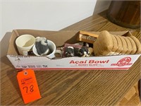 Box Lot Figurines and Post Office Cups
