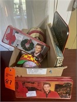 Box lot with Elvis Tins and Board Games