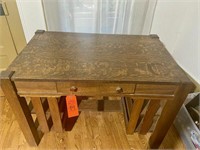 Antique Tiger Oak Top Wooden Desk