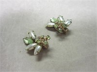 Green & gray clip on Earrings