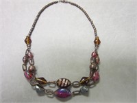 Brown & Mauve Beaded Necklace