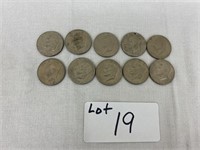 10 Eisenhower Dollars- Various Years