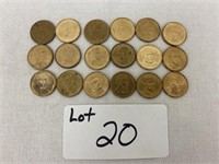 18 Gold Presidential Dollars- Various Years