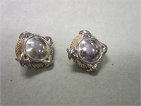 Gold and silver tone clip on Earrings