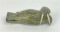 SIGNED INUIT STONE CARVING OF A WALRUS