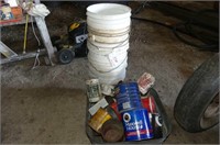 Washtub with Tins and Stack of Pails