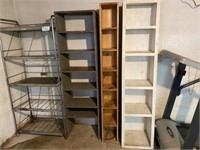 1 Metal Shelf & 3 Wooden Shelves