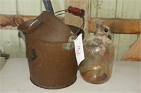 Strainer Pail and Glass Jug