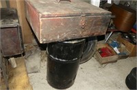 Wooden Box with Lid and Steel Barrel