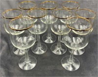 Gold Trimmed Glass Stemware (Lot of 9)