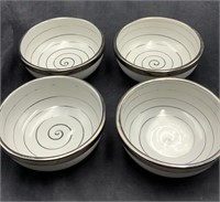 Four Spiral Hand Painted Bowls