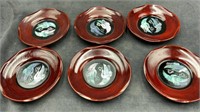 Six Inlaid Lacquered Fruitwood Plates
