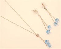 New Blue Swarovski Crystal Necklace & Earring