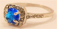 New Round Cut Blue Zircon Ring (Size 7) New in
