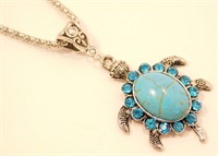 New Vintage Style Turquoise Turtle Pendant with