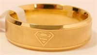 New Gold Tone Superman Band Ring (Size 13) 8mm