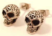 New Silver Skull Stud Style Earrings. New in Gift