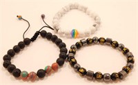 Three Natural Stone Stretchy Bracelets. New in