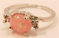 New Vintage Style Pink Fire Opal Ring (Size 6.5)