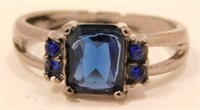New Black Gold Filled Ring (Size 8) Sapphire Blue