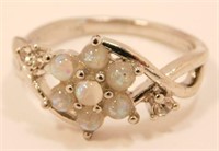New Vintage Style White Fire Opal Ring (Size 9)