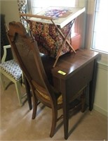 SEWING STAND AND SEWING SUPPLIES AND CHAIR