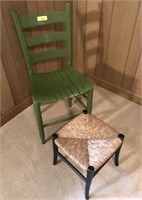 LADDERBACK CHAIR WITH RATTAN FOOT STOOL