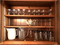 CONTENTS OF CABINET- ASSORTED GLASSWARE