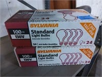 2 New case of Sylvania 100W light bulbs, 48 total