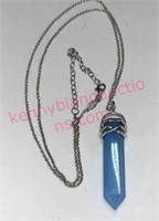 Sterling silver blue rock pendant necklace