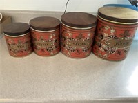 Vintage Flour, sugar, coffee, tea containers.