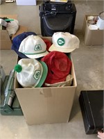 Large box of farming hats