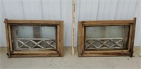 Pair of old farmhouse windows with casings