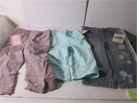 3 NEW TODDLER GIRLS PANTS: The blue has a stain