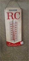 Vintage RC Cola thermometer  6 x 13"