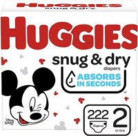 Huggies Snug and Dry Baby Diapers, Size 2, 222 Ct
