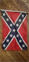 Confederate Battle Flag on wood dowel 11" x 16"