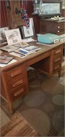 Vintage Oak Desk 52" wide x 31" deep x 30.5 tall