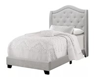 Monarch Specialties - Twin Bed in Grey Velvet