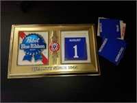 Pabst Blue Ribbon calendar holder