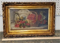 Oil on canvas - basket of cherries - artist